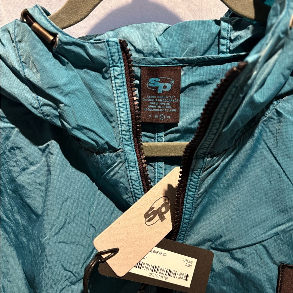 Seoul Projects Teal Hooded Windbreaker Zip Up Jacket Size L NWT - Picture 5 of 8